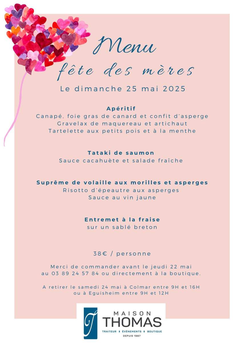 Menu fête des mères 2025