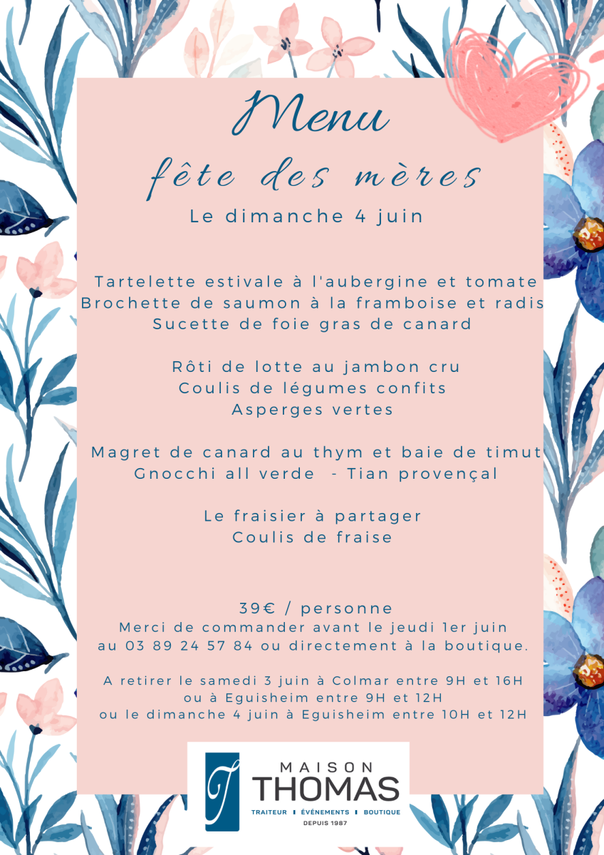 Menu fête des mères